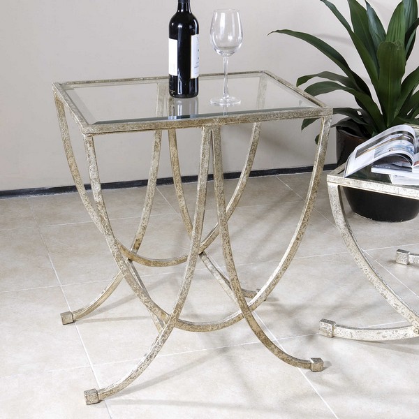Marta Antiqued Silver Side Table