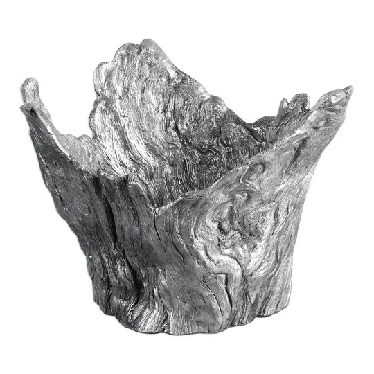 Uttermost Massimo Wood Textured Silver Bowl