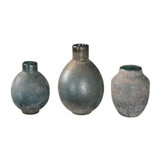 Uttermost Mercede Weathered Blue-Green Vases S/3