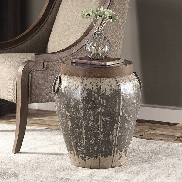 Neith Metal Drum Accent Table