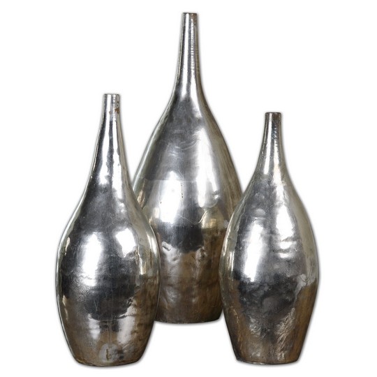 Uttermost Rajata Silver Vases S/3