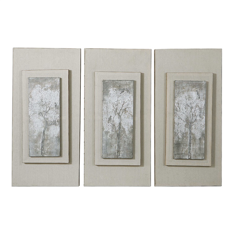 Triptych Trees Hand Painted Art Set/3
