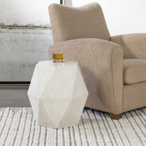 Volker White Geometric Accent Table