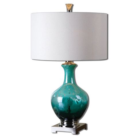 Uttermost Yvonne Green Blue Glass Table Lamp
