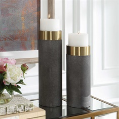 Wessex Gray Candleholders, S/2